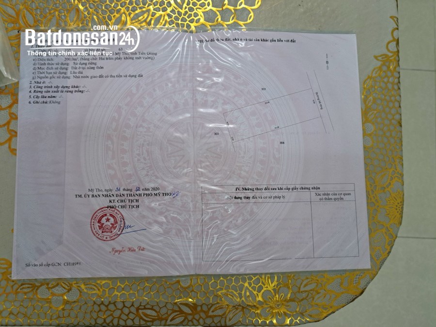 Bán đất ngay ngã 4 Trần Nguyên Hãn QL50 , Tp Mỹ Tho , Tiền Giang