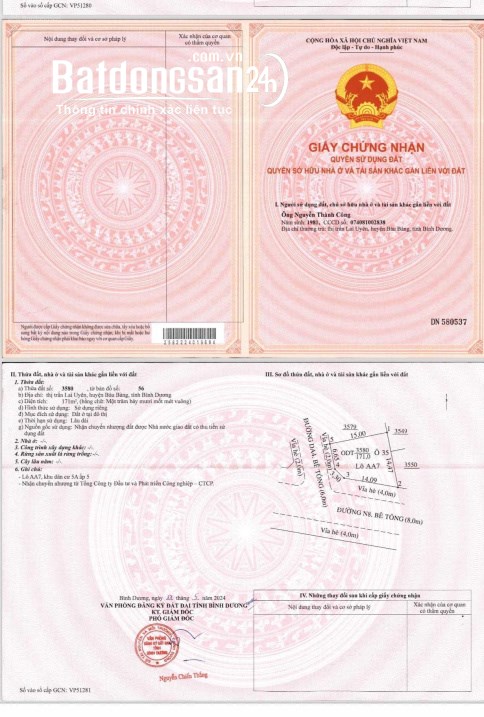 Bán đất Đường D14, Thị trấn Lai Uyên , Huyện Bàu Bàng