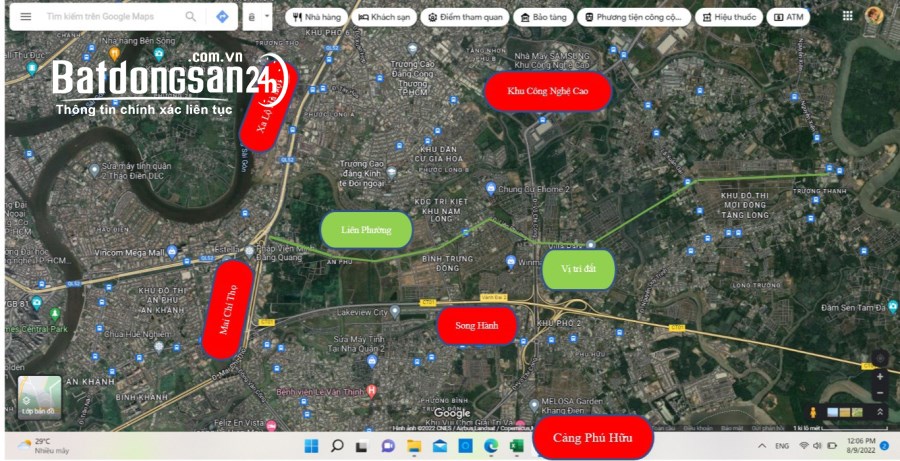 Bán khuôn đất lớn 2 mặt tiền vòng xoay Liên phường, 5872m2, 4xx tỷ.