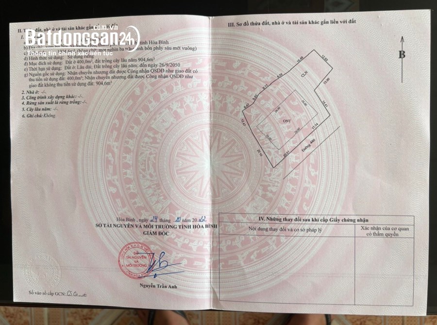 Bán đất Đường 6, Xã Mông Hóa, Huyện Kỳ Sơn