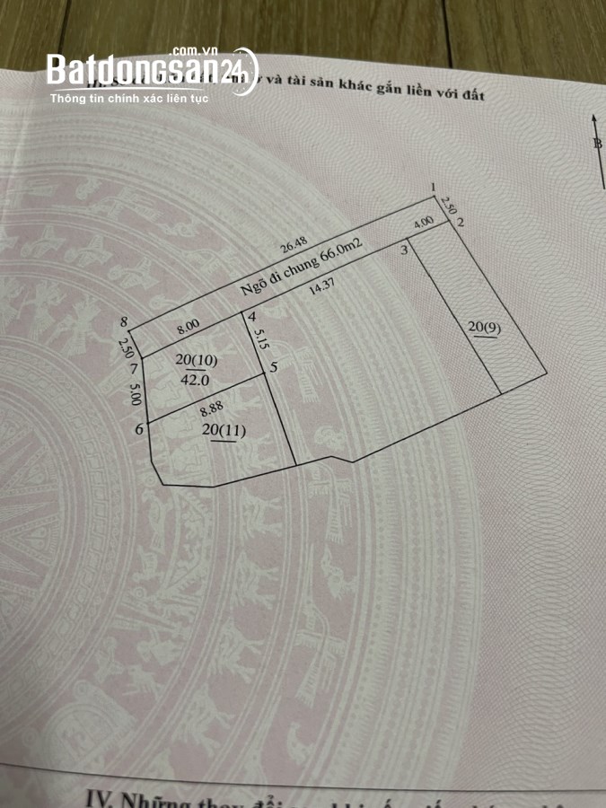Cần bán lô đất đẹp 2 mặt tiền phường Cự Khối, Long Biên, Hà Nội 42m2, SĐCC