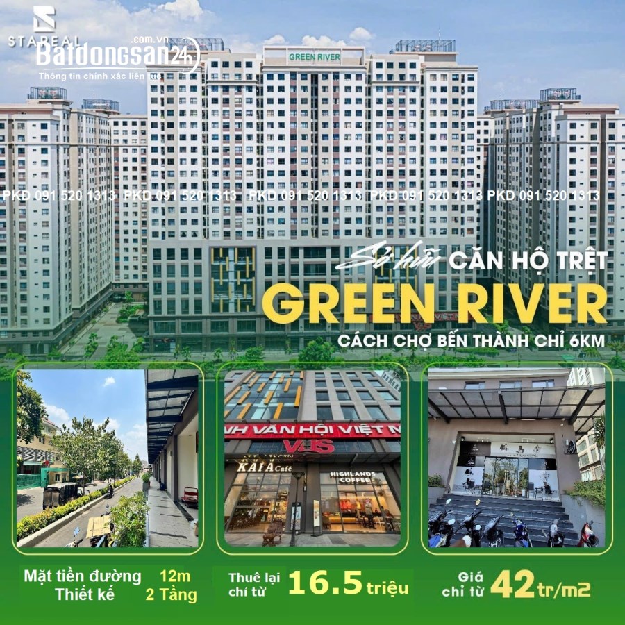 BÁN, CHO THUÊ CĂN HỘ TRỆT (SHOP) GREEN RIVER QUẬN 8, 2 TẦNG - 151m2, GIÁ THƯƠNG LƯỢNG