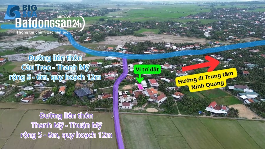 Cần bán gấp Lô đất 106m2 full thổ cư 2 mặt tiền tại Ninh Quang