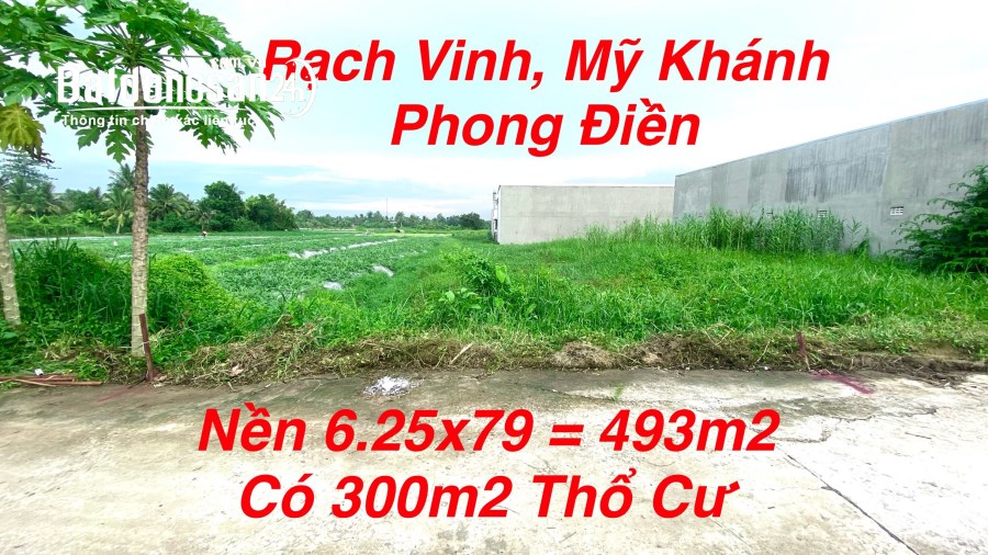 #246 || Nền Đẹp 493m2 Có 300 Thổ Cư, Kế Chợ Mỹ Khánh, Gần ĐH Nam Cần Thơ. 