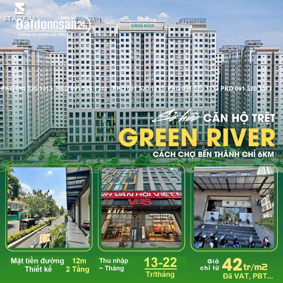 TRẢ 30% THU NHẬP 13-22 TR/THÁNG, CĂN HỘ (SHOP) GREEN RIVER Q8, 151m2, VAY 80%, CÓ SỔ 