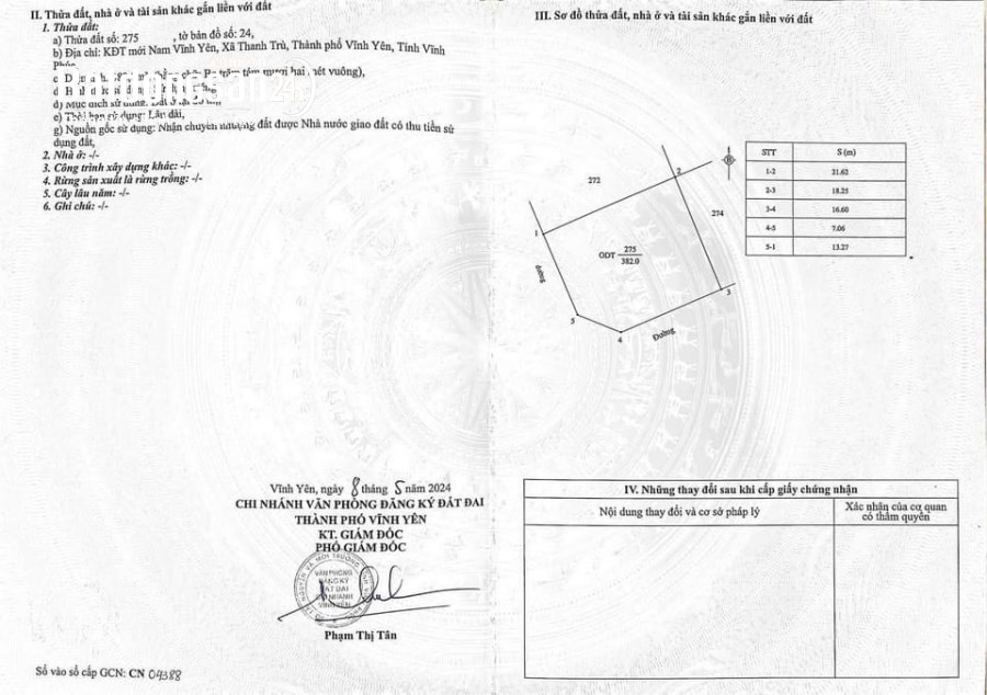 Bán đất Đường Lý Nam Đế, Phường Khai Quang, Tp Vĩnh Yên