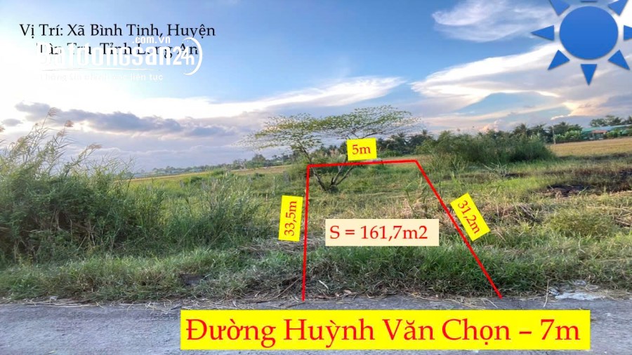 Bán đất Đường Tỉnh lộ 833, Xã Bình Tịnh, Huyện Tân Trụ, sổ hồng riêng, hỗ trợ cho vay