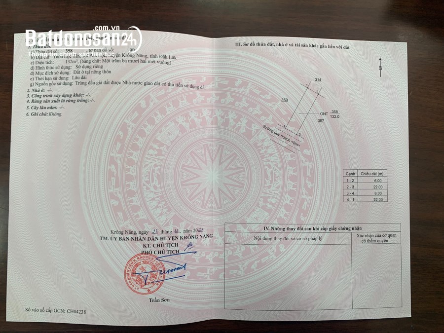 Bán đất nền phân lô Đường Hùng Vương , Xã Phú Lộc, Huyện Krông Năng