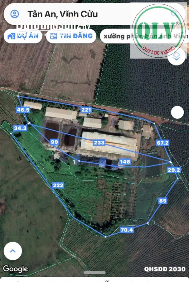 Bán 3,4ha (skc  hơn 1,5ha) đất và  5.000m2 nhà xưởng tại Tân An, Vĩnh Cửu