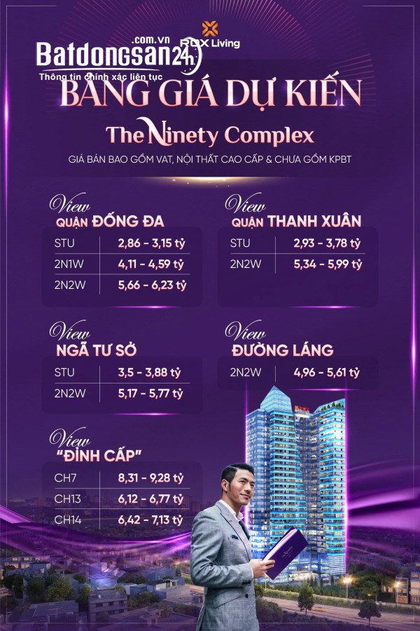 Booking CĂN HỘ KHÁCH SẠN- dự án The Ninety Complex- 90 Đường Láng- Đống Đa Hà Nội