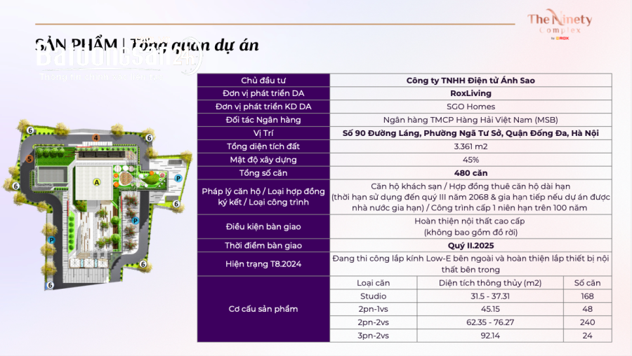 Booking CĂN HỘ KHÁCH SẠN- dự án The Ninety Complex- 90 Đường Láng- Đống Đa Hà Nội