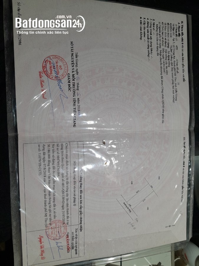 Chính chủ kẹt tiền bán gấp . Đất Ấp 1 , Trung An , Tp Mỹ Tho