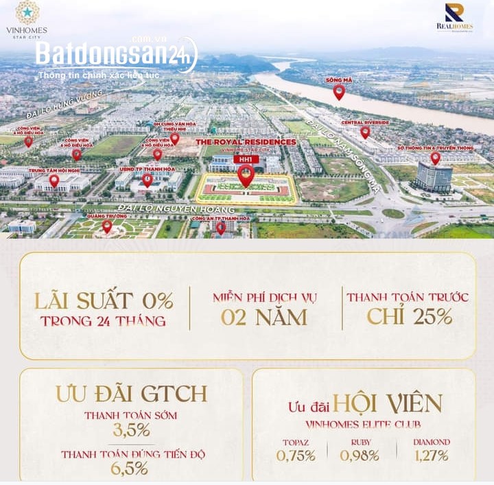Bán căn hộ chung cư Vinhomes The Royal Residences, Đường Lê Lợi, TP Thanh Hoá