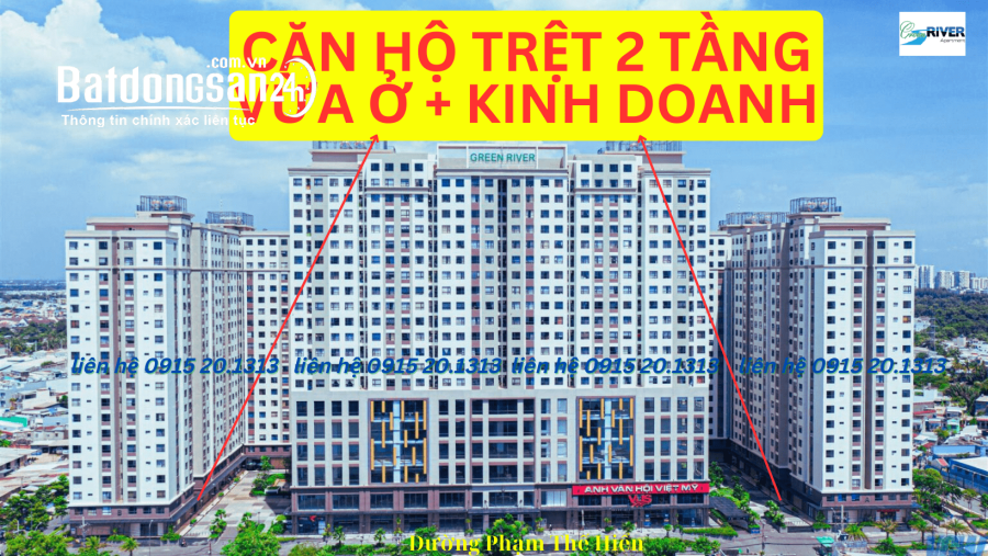 CĂN HỘ 1 TRỆT+1 LẦU - 151m2, GREEN RIVER QUẬN 8, TRẢ TRƯỚC 1.2 TỶ, VAY ĐẾN 80%, SỔ HỒ