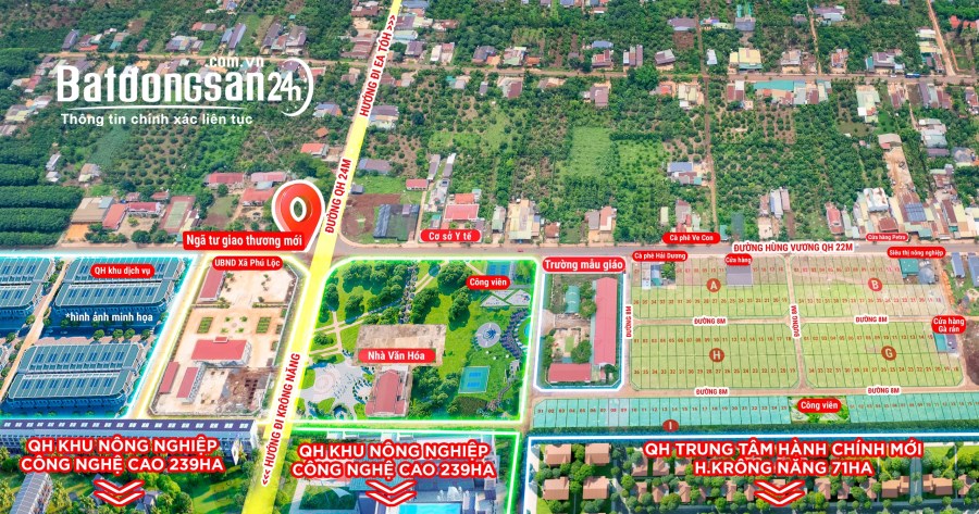Bán đất KDC Phú Lộc, Đường Hùng Vương , Huyện Krông Năng