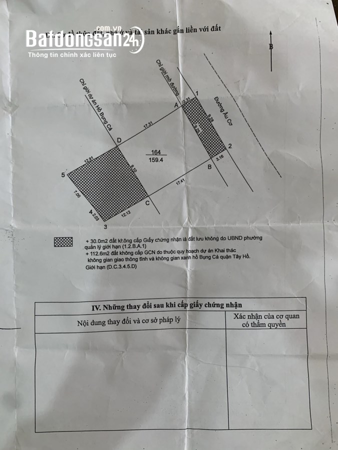 Bán đất Đường Âu Cơ, Phường Quảng An, Quận Tây Hồ dt 300m2,mt 9 m giá 69 tỷ 