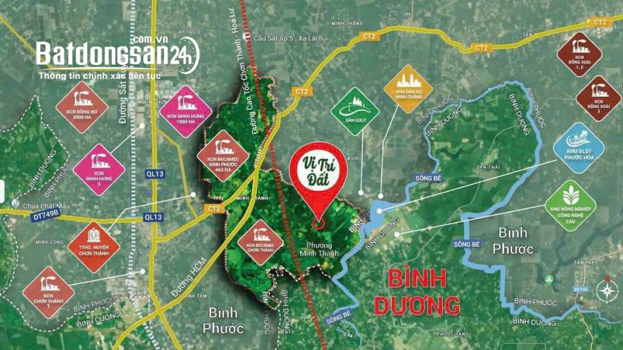 ĐẤT NỀN Minh Thành, TX Chơn Thành, GẦN KCN BECAMEX Chỉ 500TR