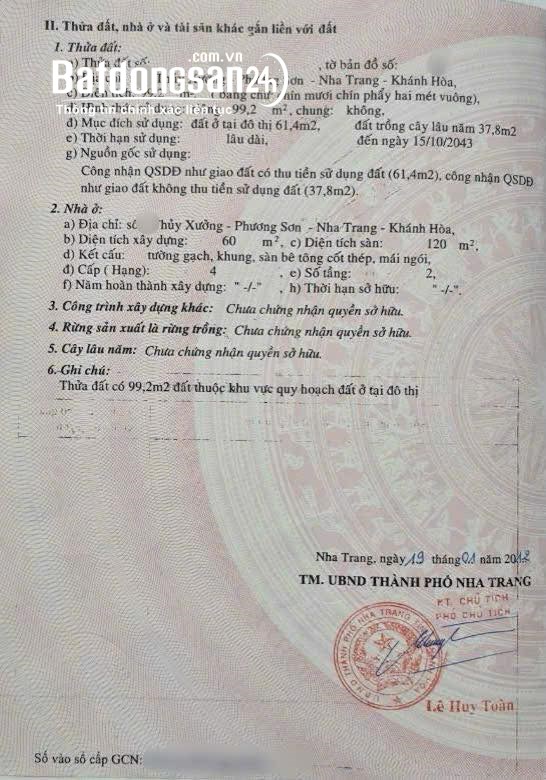 PSO13 Bán nhà 2 tầng mặt tiền đường Thủy Xưởng TTTP Nha Trang