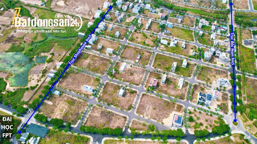 Bán đất nền và nhà thô Trục Shophouse FPT City Đà Nẵng giá đầu tư