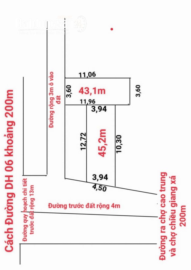 Bán 45m2 đất Cao Trung, ô tô tải vào đất, quy hoạch đường 30m. Sẵn sổ, giá đầu tư.