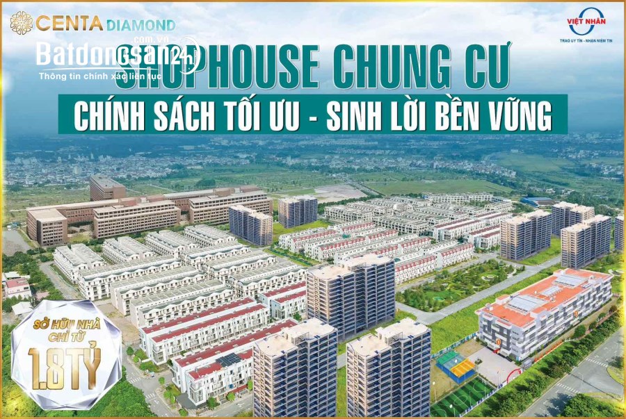 Bán gấp Shophouse 4 tầng view 7 tòa chung cư Centa Diamond VSIP giá tốt nhất