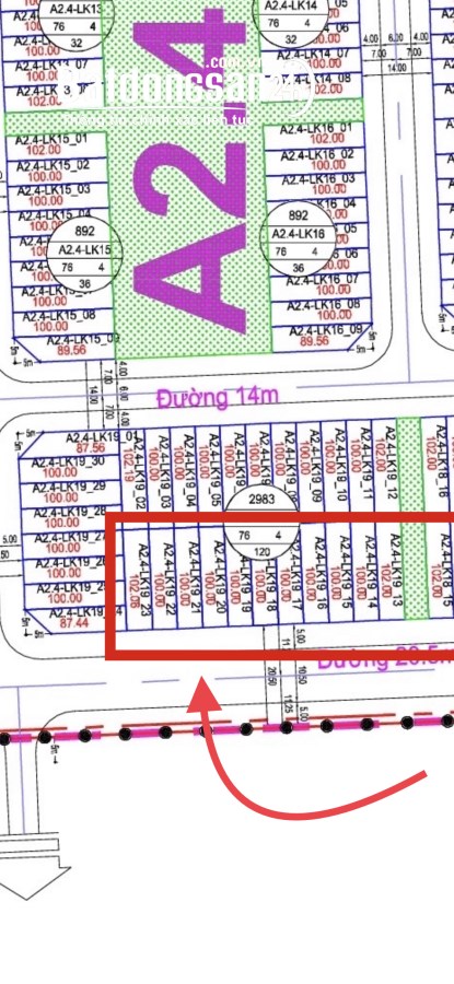 Cần bán lô đất liền kề A2.4 lk19 ô 2x giá đầu tư tại KDT Thanh Hà Cienco 5