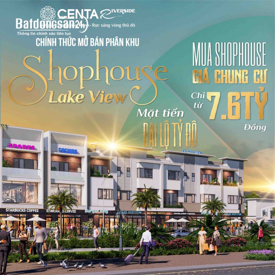 Mở Bán!! Phân khu Shopvillas Lake View cuối cùng tại Centa Riverside VSIP giá gốc CĐT