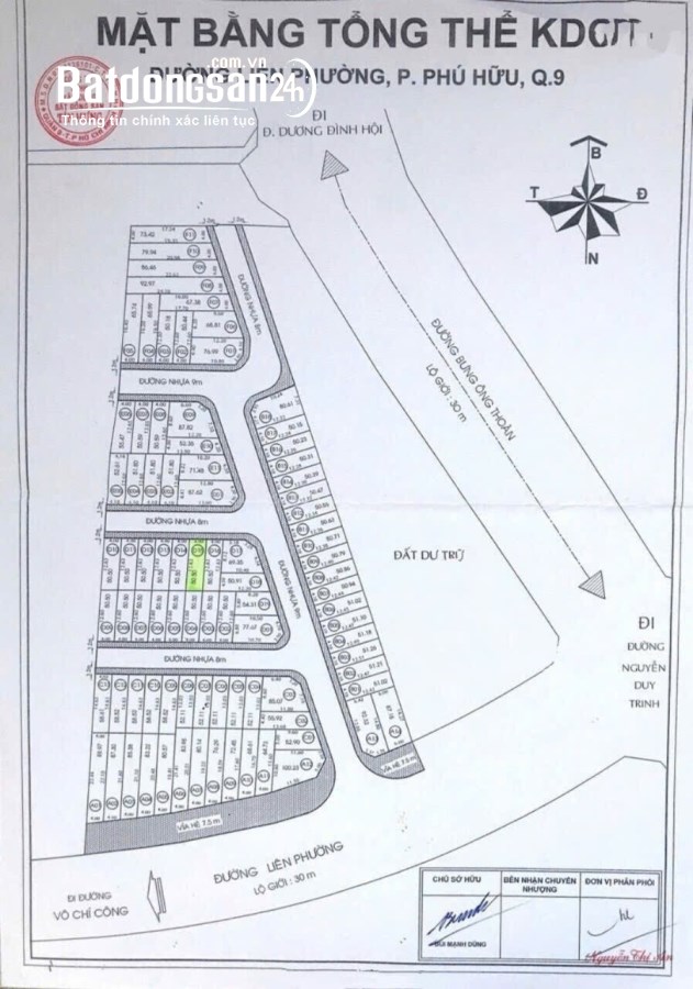 Bán đất Đường Liên Phường, Phường Phú Hữu, DT 51m giá tốt