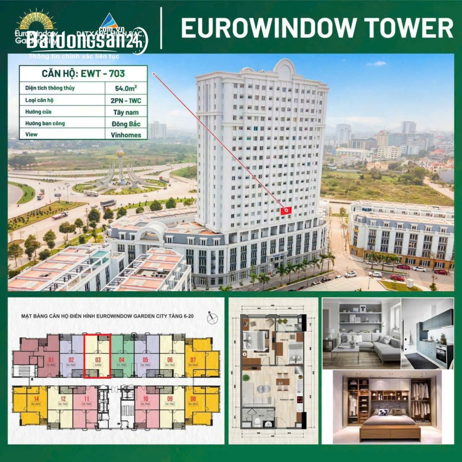 Sang nhượng căn hộ 2PN Eurowindow Tower, trung tâm TP Thanh Hóa