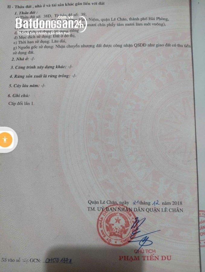Bán nhà 50m 4 tầng Thiên Lôi, Vĩnh Niệm, Lê Chân, ngõ nông, xây 5 năm, đẹp chỉ việc ở,