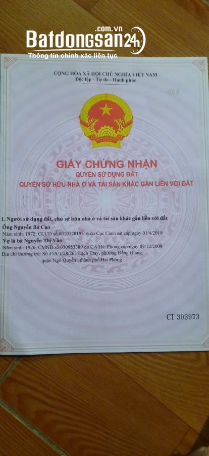 Bán đất nền Sổ hồng chính chủ trong KDC Phường Hưng Đạo, Dương Kinh,