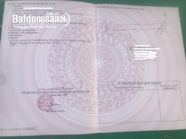 Bán đất XãChính chủ cần bán gấp đất nông nghiệp tại Xã Thái Mỹ, Thái Mỹ, Huyện Củ Chi