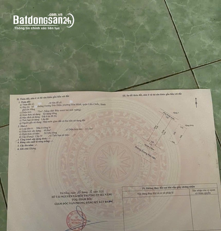 Cần bán nhà Gác lửng mới đường Dương Đức Hiền - Hòa Minh -Liên Chiểu
