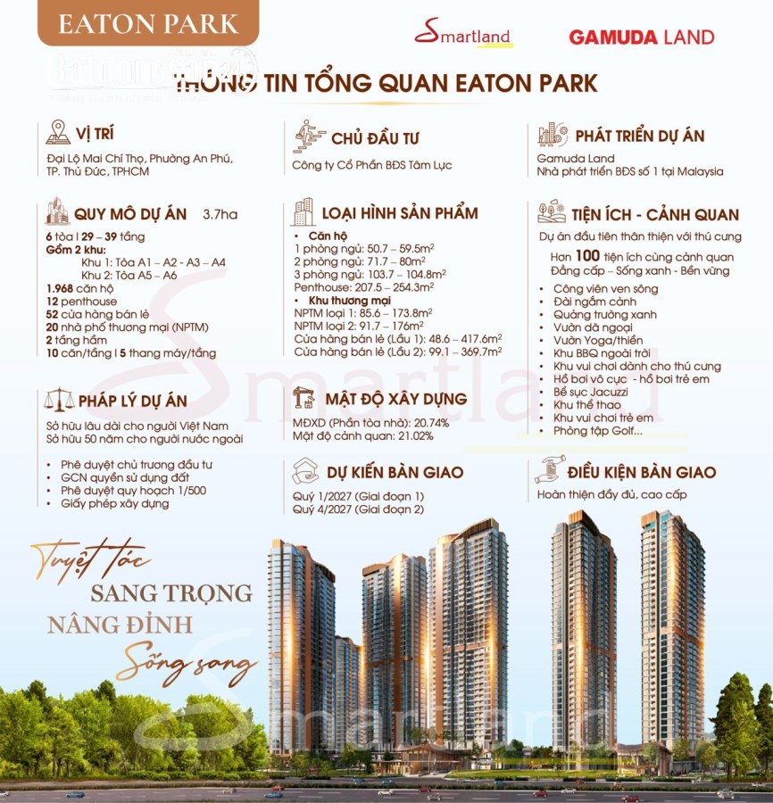 Bán căn hộ CC Eaton Park, Đường Mai Chí Thọ, TpThủ Đức (Quận 2)