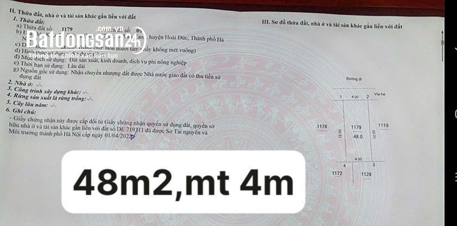 Bán đất Đường An Trai, Xã Vân Canh, Huyện Hoài Đức