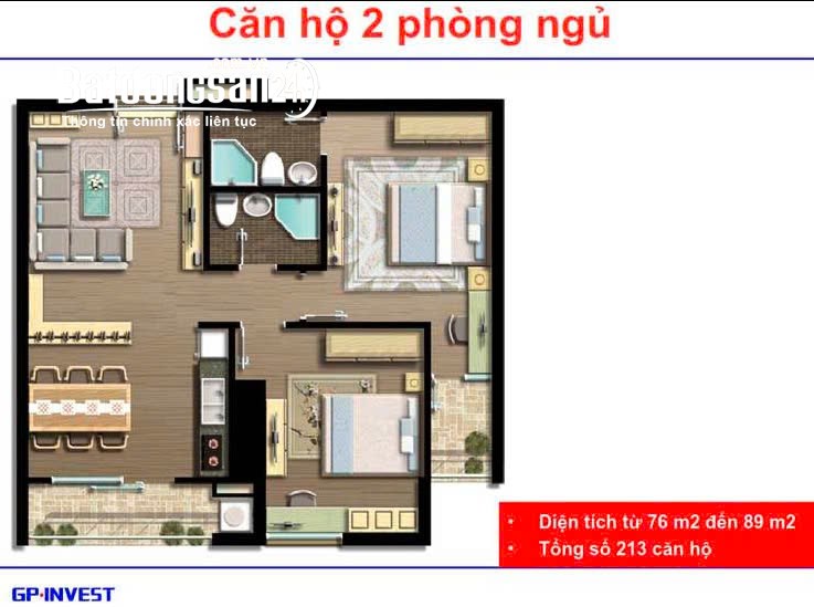 Bán căn hộ 2n2w diện tích 76m2 Nam Đô Complex 609 Trương Định. Ban công ĐN