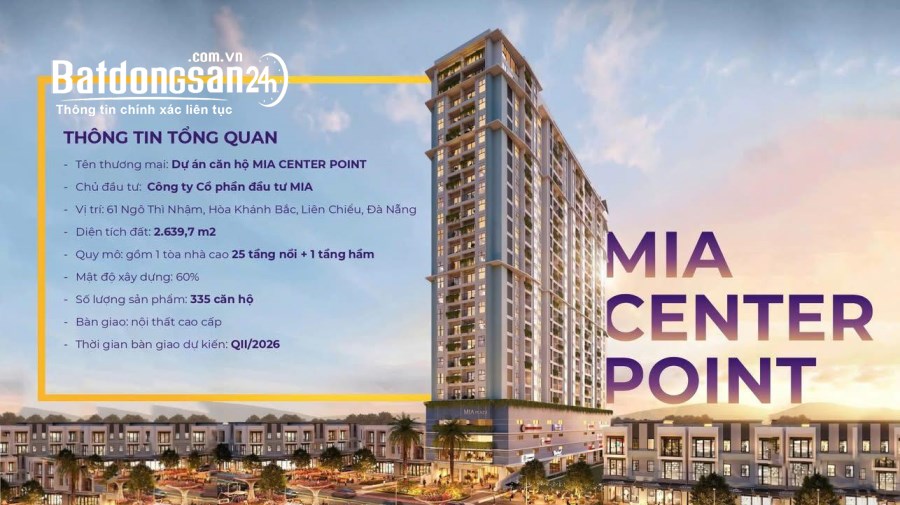 Bán căn hộ MIA Center Point, Đường Ngô Thì Nhậm, Quận Liên Chiểu