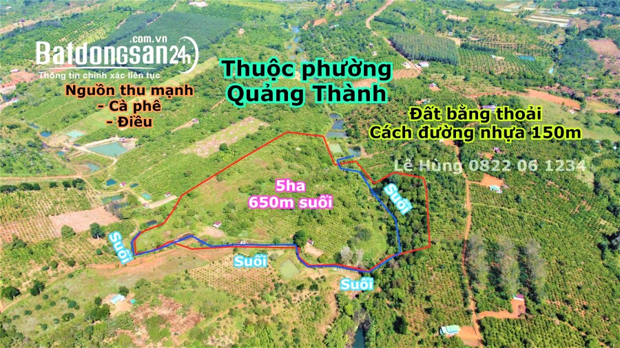 5ha đất phường giá rẻ view 650m suối lớn phường Quảng Thành Gia Nghĩa Đắk Nông