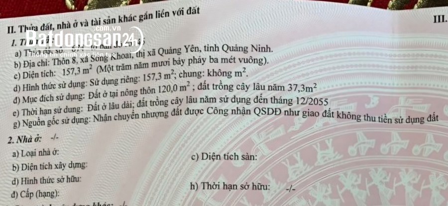 Bán cắt lỗ ô đất thôn 8 Sông Khoai gần KCN Amata, Quảng Yên, Quảng Ninh