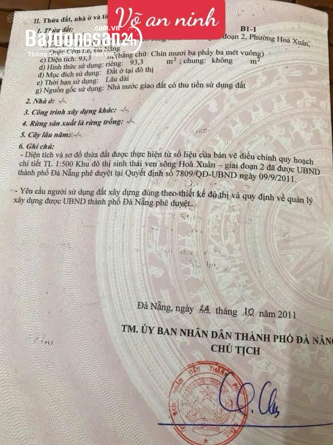 Bán đất Đường Võ An Ninh, Phường Hòa Xuân, Quận Cẩm Lệ