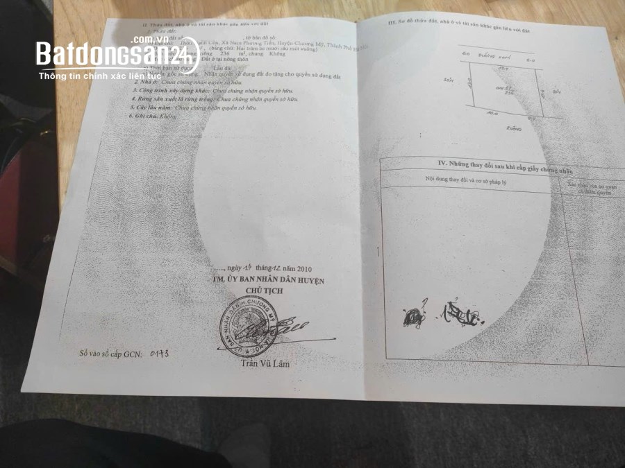 BÁN 236M FULL THỔ CƯ.TRỤC CHÍNH LIÊN THÔN TẠI NAM PHƯƠNG TIẾN. CHƯƠNG MỸ. NHỈNH 10TR.