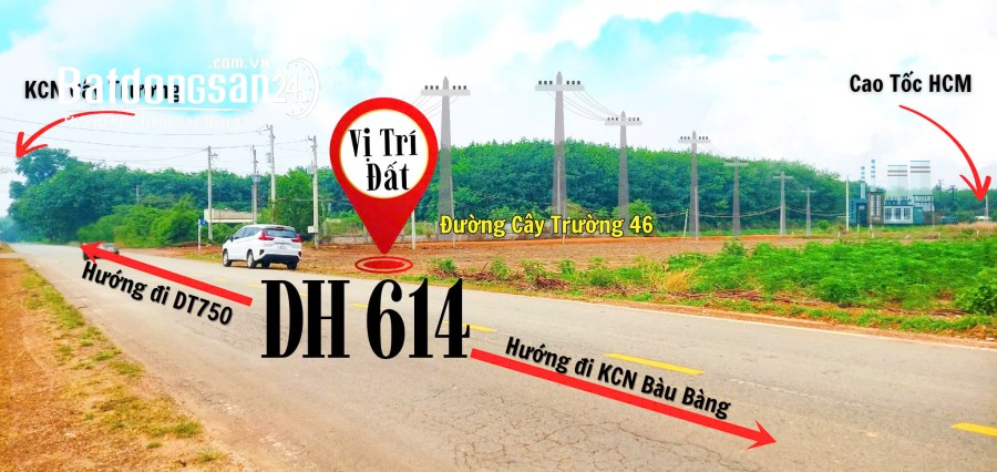 Bán đất Đường DH614 đối diện KCN Bàu Bàng 