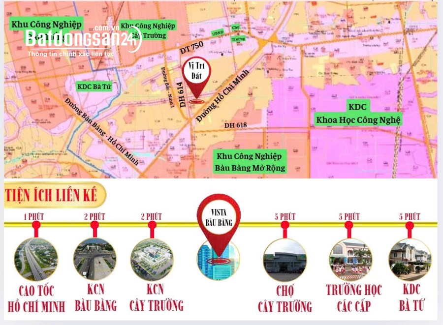 Bán đất Đường DH614 đối diện KCN Bàu Bàng 