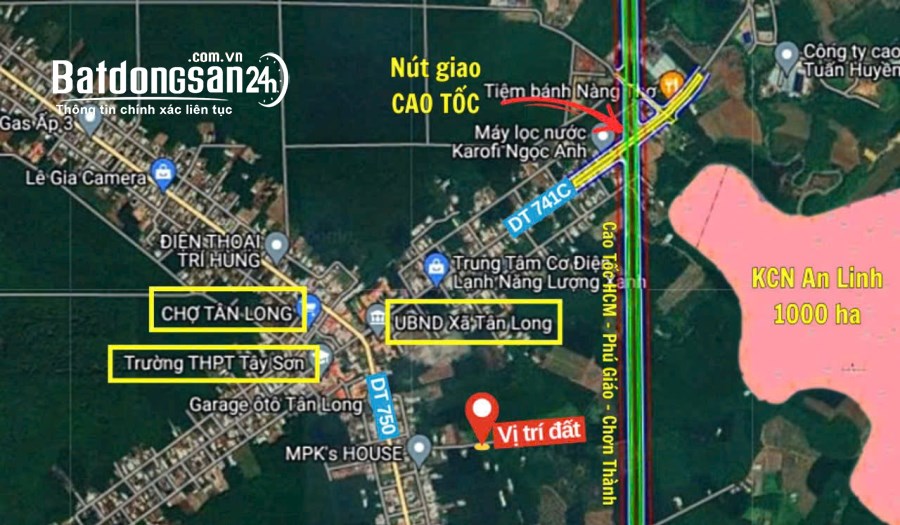 Bán đất Đường Tỉnh lộ 750, Xã Tân Long, Huyện Phú Giáo