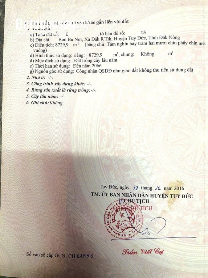 Bán đất Xã Đắk RTih, Huyện Tuy Đức