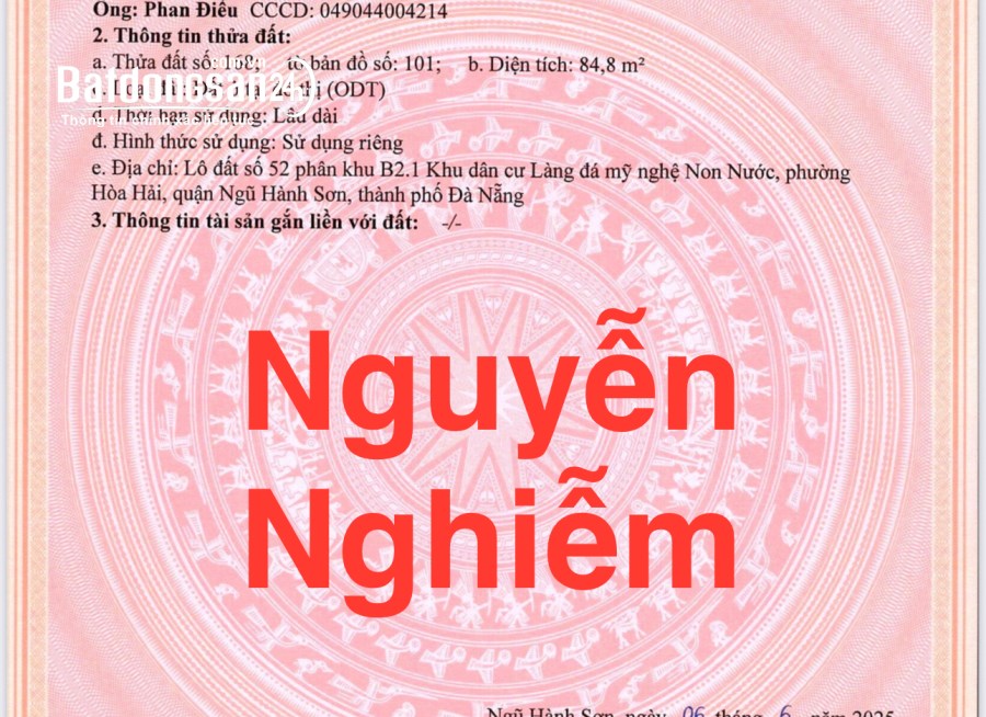 Bán đất nền phân lô Đường Nguyễn Nghiễm, Hòa Hải, Ngũ Hành Sơn, 84.8m2. giá 3.75 tỷ