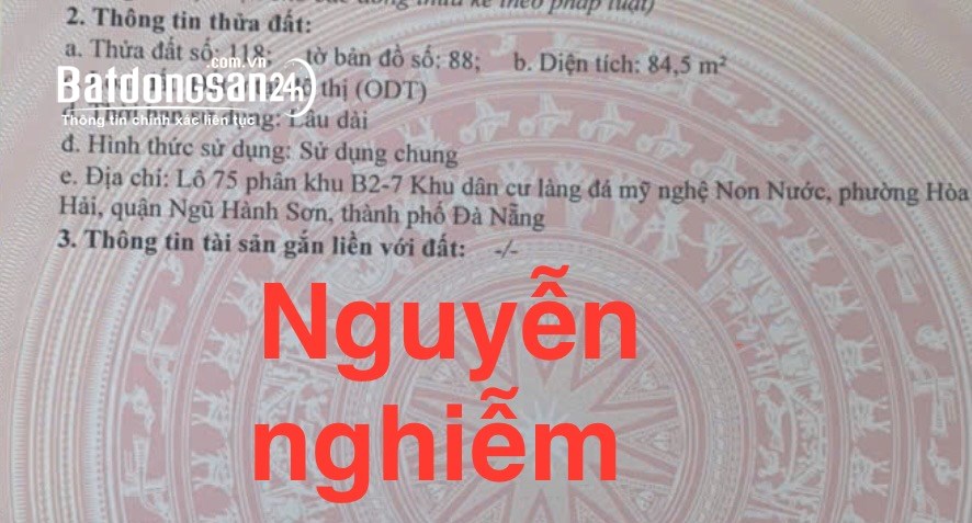 2 lô đường Nguyễn Nghiễm,Hòa Hải,Ngũ Hành Sơn, 168m2,H: Đông,giá:7,4 tỷ 