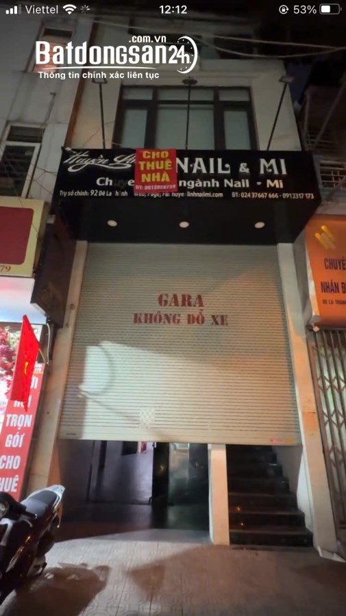 Cho thuê nhà phố kinh doanh nguyên căn 7 tầng 92 La Thành , Ô Chợ Dừa , Đống Đa