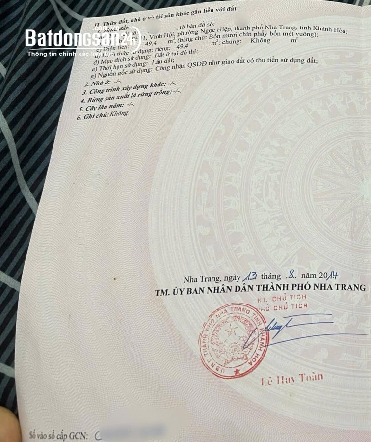 Bán nhà Đường Hương Lộ Ngọc Hiệp, Phường Ngọc Hiệp, TP Nha Trang