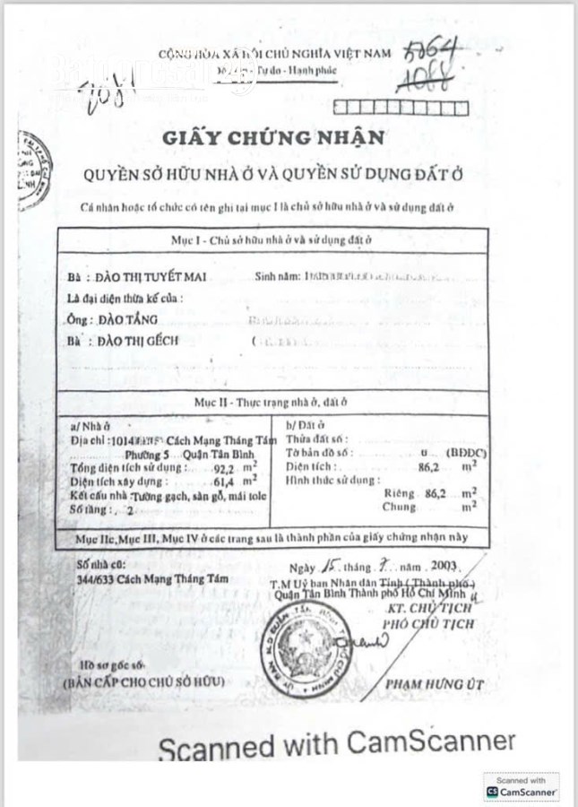 Bán nhà Đường Cách Mạng Tháng Tám, Phường 5, Quận Tân Bình